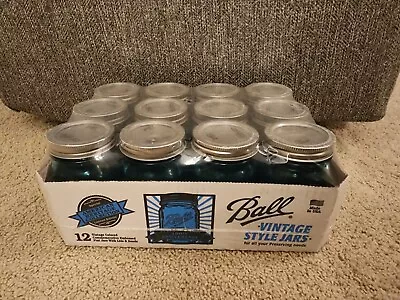 NEW Blue Ball Canning Jars Vintage Glass 16oz Pint Set Of 12 Heritage Collection • $99.99