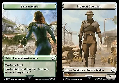 MTG Fallout TOKEN Settlement #0008 Human Soldier #0003 • $0.99