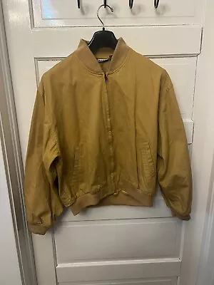 L.L. Bean Bomber Jacket Mens Large Zip Up Coat Mustard Cotton • $19.99