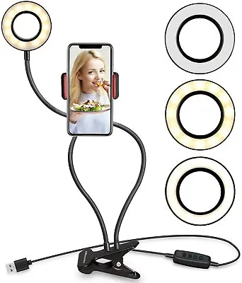 $16.95 • Buy Photo Clip LED Selfie Ring Light Phone Holder Youtube Live Broadcast Tiktok