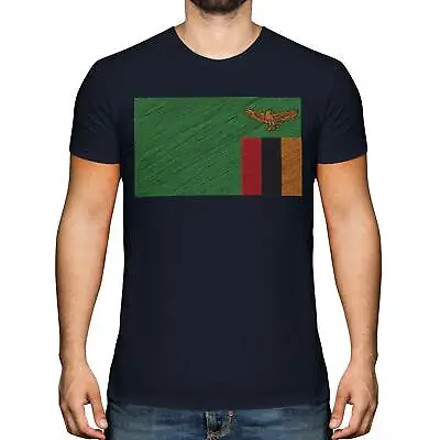 Zambia Scribble Flag Mens T-shirt Tee Top Gift Zambian Football • $13.61