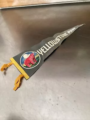 Vintage 1960’s Yellowstone National Park Bear 17” Felt Flag Pennant • $22.50