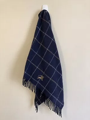 Burberry London Navy Check Wool Muffler Unisex Scarf (Authentic)  • $49.99