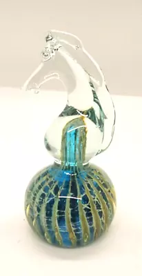 Mdina Art Glass Blue And Green Sea Horse Sand & Sea Paperweight • £10.99