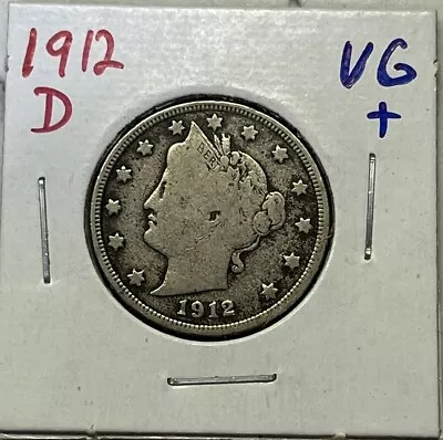 1912-D  Liberty V-Nickel.  VG++. MOST OF LIBERTY. • $3.50