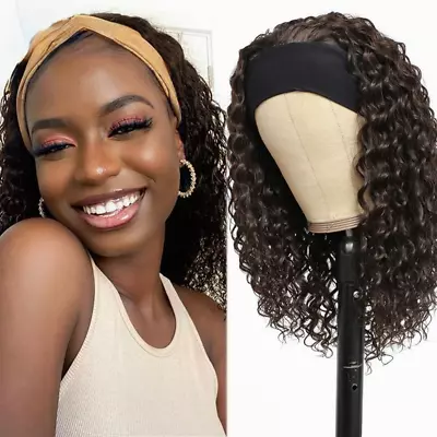 Water Wave Synthetic Headband Wig For Black Women Darker Brown Glueless Hair Wig • $19.88