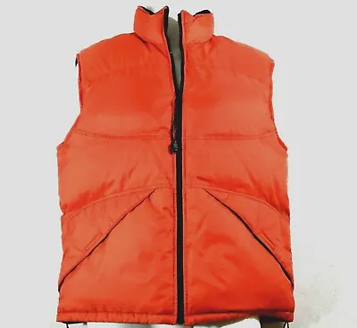 VTG Structure Puffer Vest Marty McFly Style Tech Pocket Men's Down Orange Small • $35.39