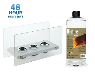 £38.99 • Buy Bio Ethanol Fireplace Glass Burner Fire Bioethanol VIC3 White + FREE 1L Bottle