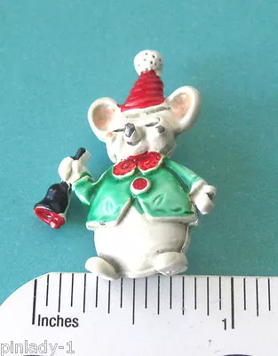 Vintage CHRISTMAS MOUSE RINGING BELL Scatter Pin - Lapel Pin  Brooch GIFT BOXED • $12.50