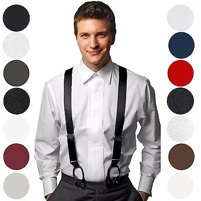 HOLD'EM 100% Silk Suspenders For Men Y-Back Button End Made In USA – Many Colors • $45.99