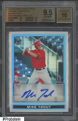 2009 Bowman Chrome Refractor Mike Trout RC Rookie 351/500 BGS 9.5 W/ 10 AUTO • $5000