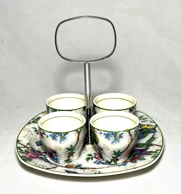 MIDWINTER ~ Vintage 5-Pc Chintz CORDIAL-TEA CUP SET W/Holder (Lorna Doone) ~ UK • $48