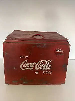 Vintage Solid Metal Coca Cola Ice Box Cooler With Bottle Opener - REPRODUCTION • £149.95