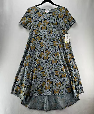 LuLaRoe Dress Size XS Carly Swing Minnie Mouse Short Sleeve Hi Low Stretch Gray • $22.99