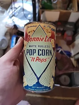 Vintage 1945 Bonnie Lee Pop Corn - Empty Can - Van Buren Indiana - Popcorn • $50
