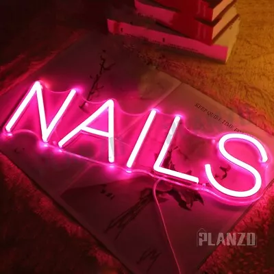 LED NAILS Neon Sign Light Pink Salon Studio Business Stores Logo Barber Shops 5V • $28