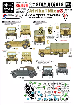 Star Decals 35-929 Decal For German Afrika Mix #3 SCALE 1/35 • £8.89