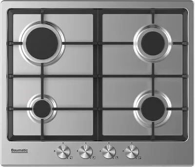 £129.99 • Buy Baumatic BHIG620X - 60cm 4 Burner Gas Hob With Cast Iron Pan Supports - St/Steel