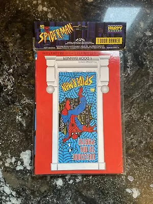 VINTAGE 1994 MARVEL SPIDERMAN Door Banner Party 2ft X 5ft NEW!! • $4.95