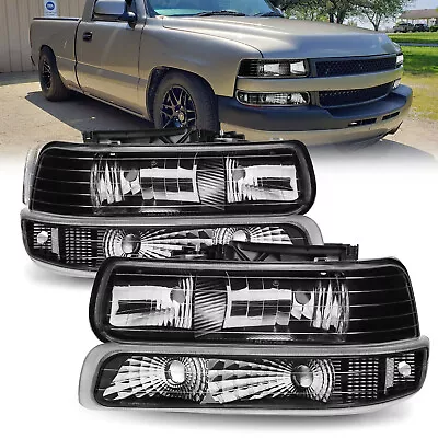 Black Headlights For 1999-2002 Chevy Silverado 2000-2006 Tahoe Suburban 1500 • $58.96