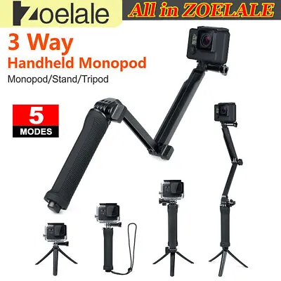 $12.89 • Buy 3 Way Waterproof Selfie Stick Tripod Monopod Pole Mount For GoPro Hero 9 8 7 6 5