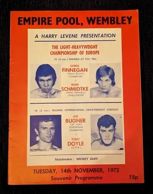 1972 Joe Bugner Vs Tony Doyle Chris Finnegan Vs Rudi Schmidtke Boxing Programme • £14.99