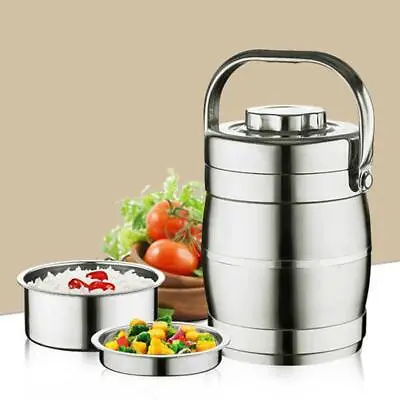 Stainless Steel Double-deck Lunch Box Vacuum Thermos Porridge Soup Food Jar UK • $38.99