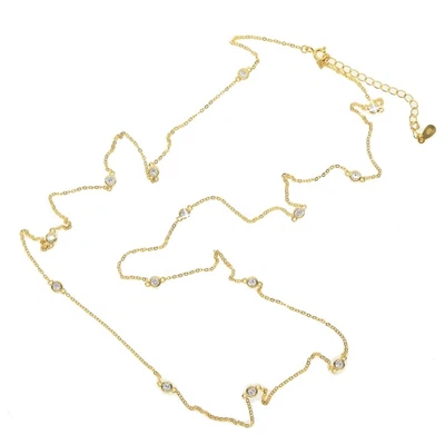$55 • Buy Austrian Zircon By The Yard Necklace 34 Inches 14k Yellow Gold Over 925 SS