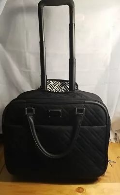 Vera Bradley Black Quilted Rolling Suitcase 17x14 Carry-On Luggage  • $85