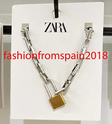 Zara New Woman Padlock Chain Link Necklace Gold Silver 4736/016 • $33.99