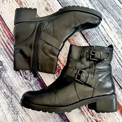 Michael Kors Black Leather Moto Ankle Boots • $45