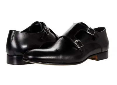 Mens 12 Oxfords Massimo Matteo Italian Double Monk Black Leather Made In Italy • $178.89