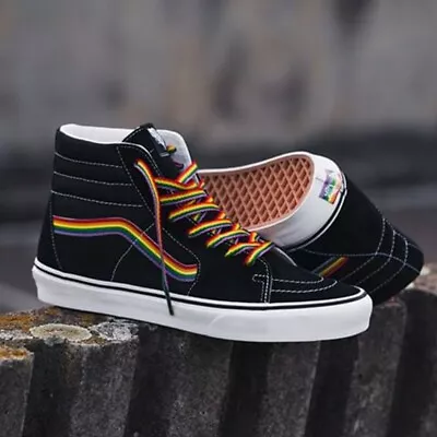 Vans SK8 Hi Rainbow Pride Sneakers Shoes Black Unisex US Mens Size 4 / Women 5.5 • $98