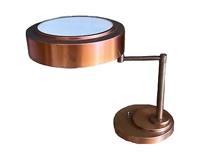 Art Deco Machine Age Copper Glass Swing Arm Desk Lamp Light Nessen Versen Mcm • $299.99