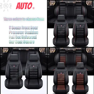 Leatherette Front Car Seat Covers Full Set Cushion Protector Universal 4 Season • $69.34