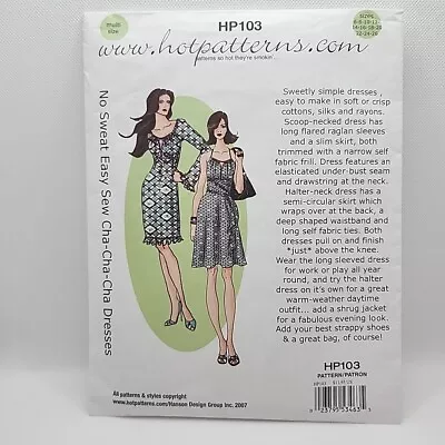 Hot Patterns No Sweat Easy Sew Cha-Cha-Cha Dresses Sewing Size 6 - 26 Uncut • $12.99