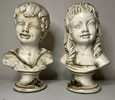 Vintage Universal Statuary Corp Chicago 22 S745B & S745G Boy And Girl Busts 1962 • $19.90