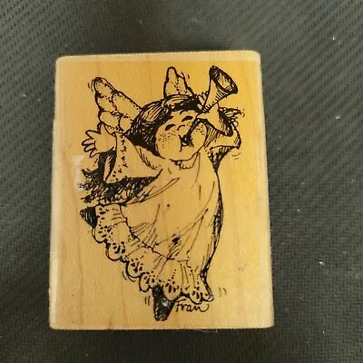 Stampendous Christmas Angel Toot E10 Rubber Stamp 1989 • $8.77