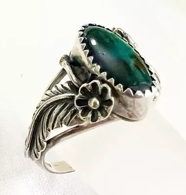 Vintage Kabana Signed Artisan Sterling Silver Paua Emerald Abalone Ring Sz 7 925 • $34