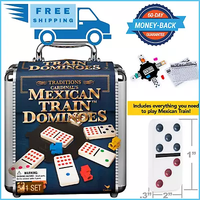 Mexican Train Dominoes Game In Aluminum Carry Case For Families And Kids Ages 8 • $37.36