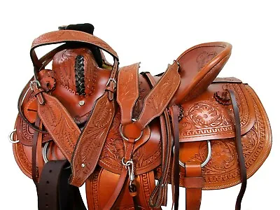 Roping Saddle Ranch Wade Custom Made Horse Pleasure Leather Tack Set 18 17 16 15 • $381.67