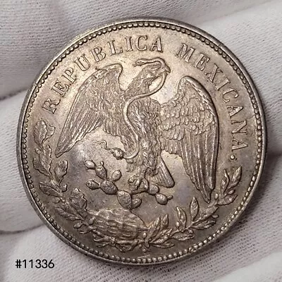 CHOICE Un Peso 1902 Cn JQ SILVER MEXICO  CHOPMARK  Almost Uncirculated • $115