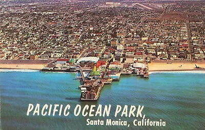 Birdseye View Pacific Ocean Park Santa Monica California CA C1970 Postcard • $4.95