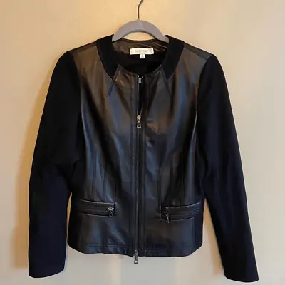 Black Leather Jacket Ellen Tracy Size 2 • $27