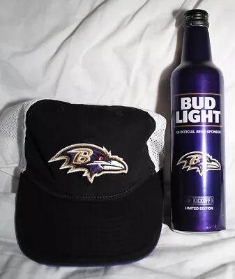 $11 • Buy Baltimore Ravens Training Camp Reebok Hat And Bud Light Aluminum Bottle, New!