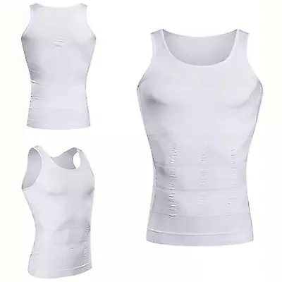 Mens Slimming Tummy Body Shaper Vest Compression T-Shirt Ultra Durable Tank Tops • $10.53
