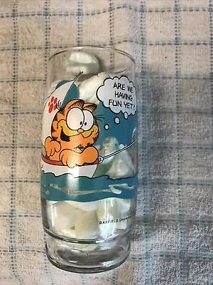 Vintage McDonald Garfield Glasses 5 3/4” Tall “Are We Having Fun Yet?” Vibrant • $15