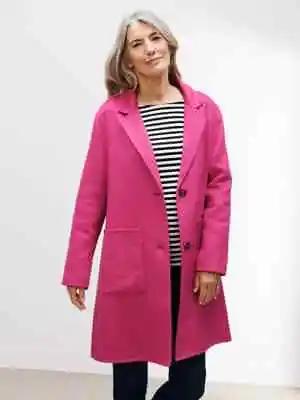 John Lewis Coat Size 8 Bright Pink Wool Blend Unlined Buttons BNWT RP£129 • $153.09