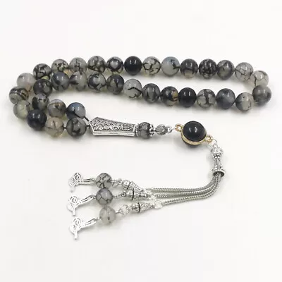  Tasbih Man Gemstone Agate Turkish Jewelry With Onyx Misbaha Muslim Bracelet • $12.42