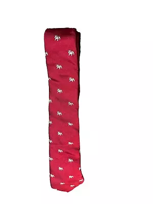 J. Crew Bulldog Motif Red Italian Silk Tie Dog Bulldog • $15